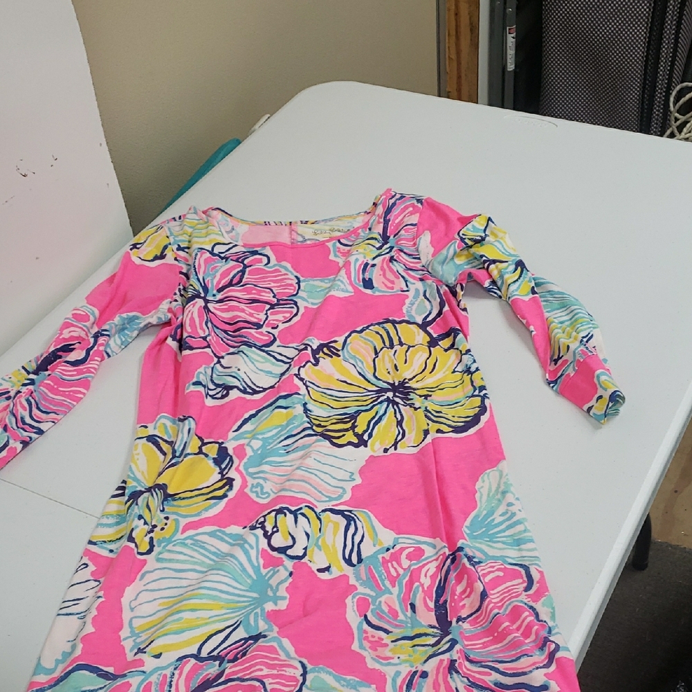 Lilly Pulitzer Vibrant Pink Long Sleeve Floral Dress